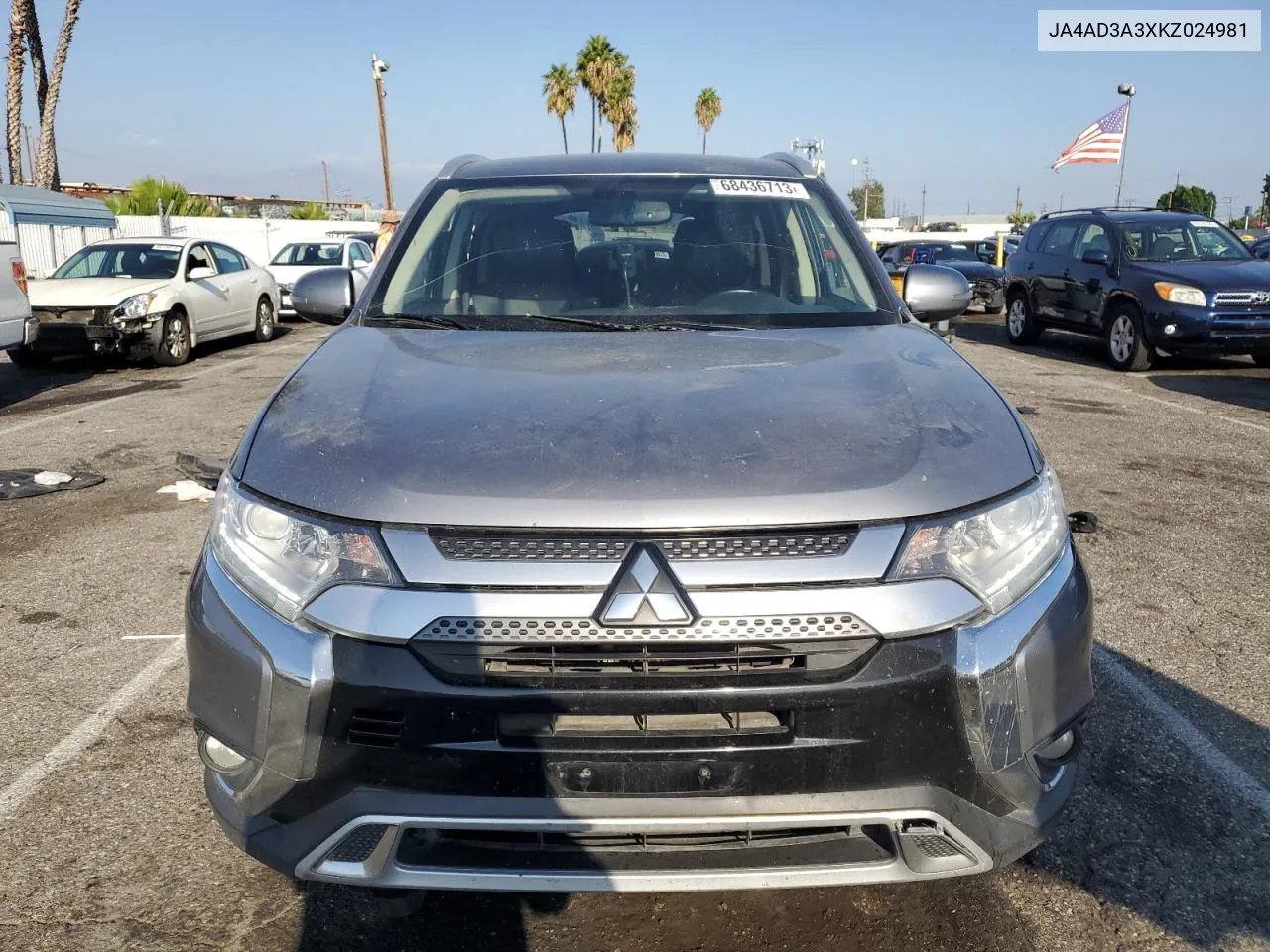 2019 Mitsubishi Outlander Se VIN: JA4AD3A3XKZ024981 Lot: 74187494