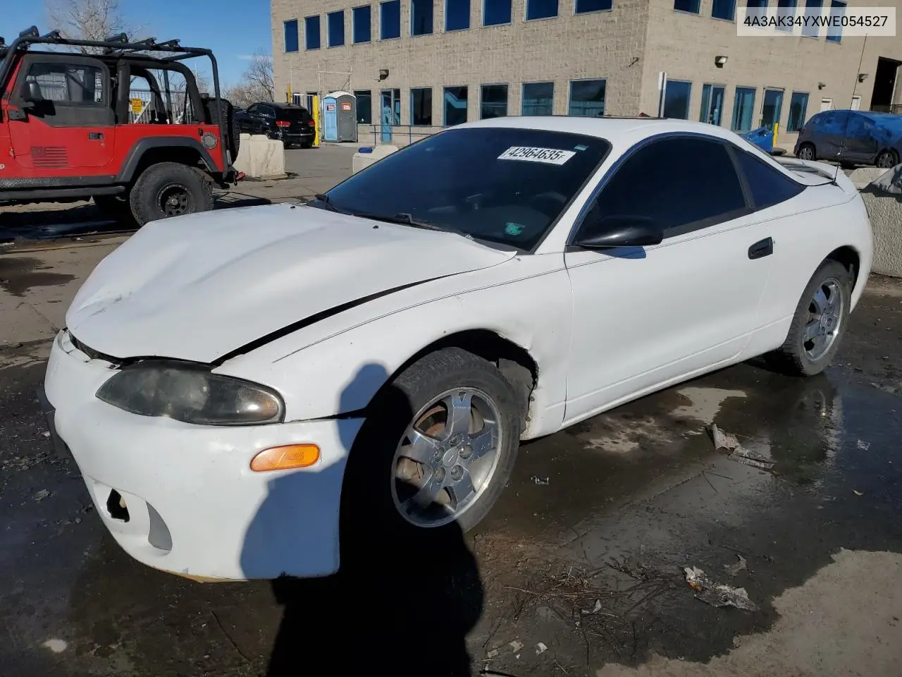 1998 Mitsubishi Eclipse Rs VIN: 4A3AK34YXWE054527 Lot: 42964635