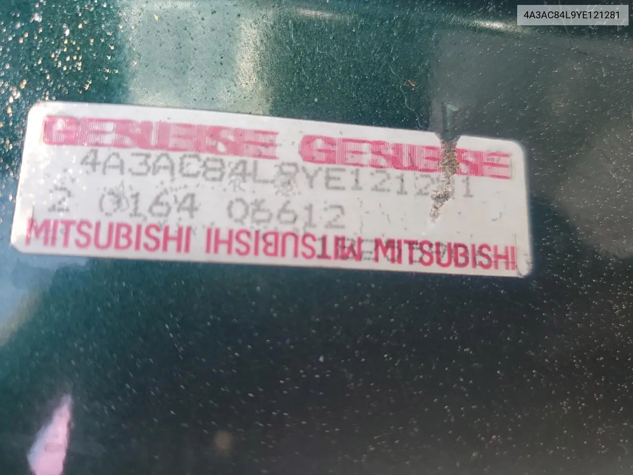 2000 Mitsubishi Eclipse Gt VIN: 4A3AC84L9YE121281 Lot: 52781835