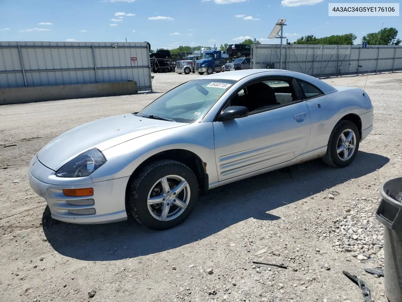 2000 Mitsubishi Eclipse Rs VIN: 4A3AC34G5YE176106 Lot: 55493715