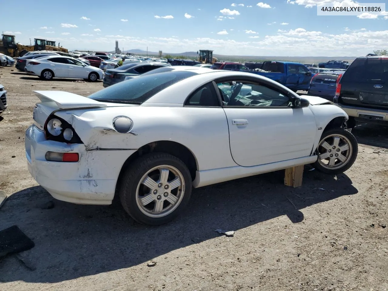 2000 Mitsubishi Eclipse Gt VIN: 4A3AC84LXYE118826 Lot: 88843835