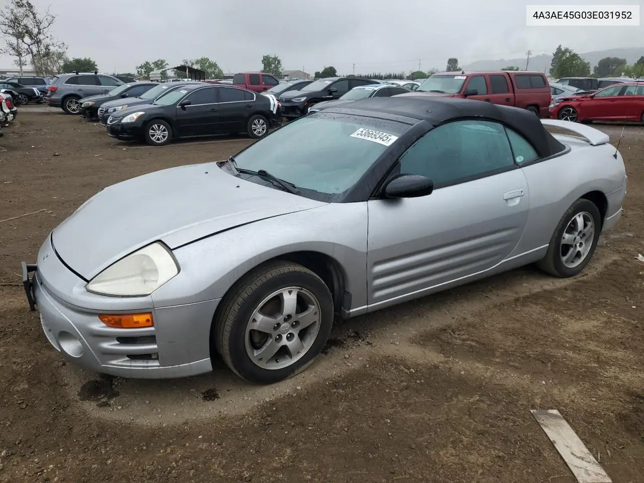 2003 Mitsubishi Eclipse Spyder Gs VIN: 4A3AE45G03E031952 Lot: 53669345
