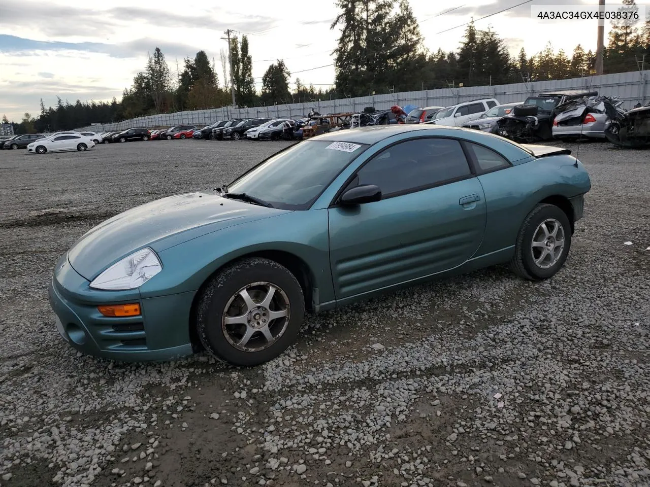 2004 Mitsubishi Eclipse Rs VIN: 4A3AC34GX4E038376 Lot: 77994984