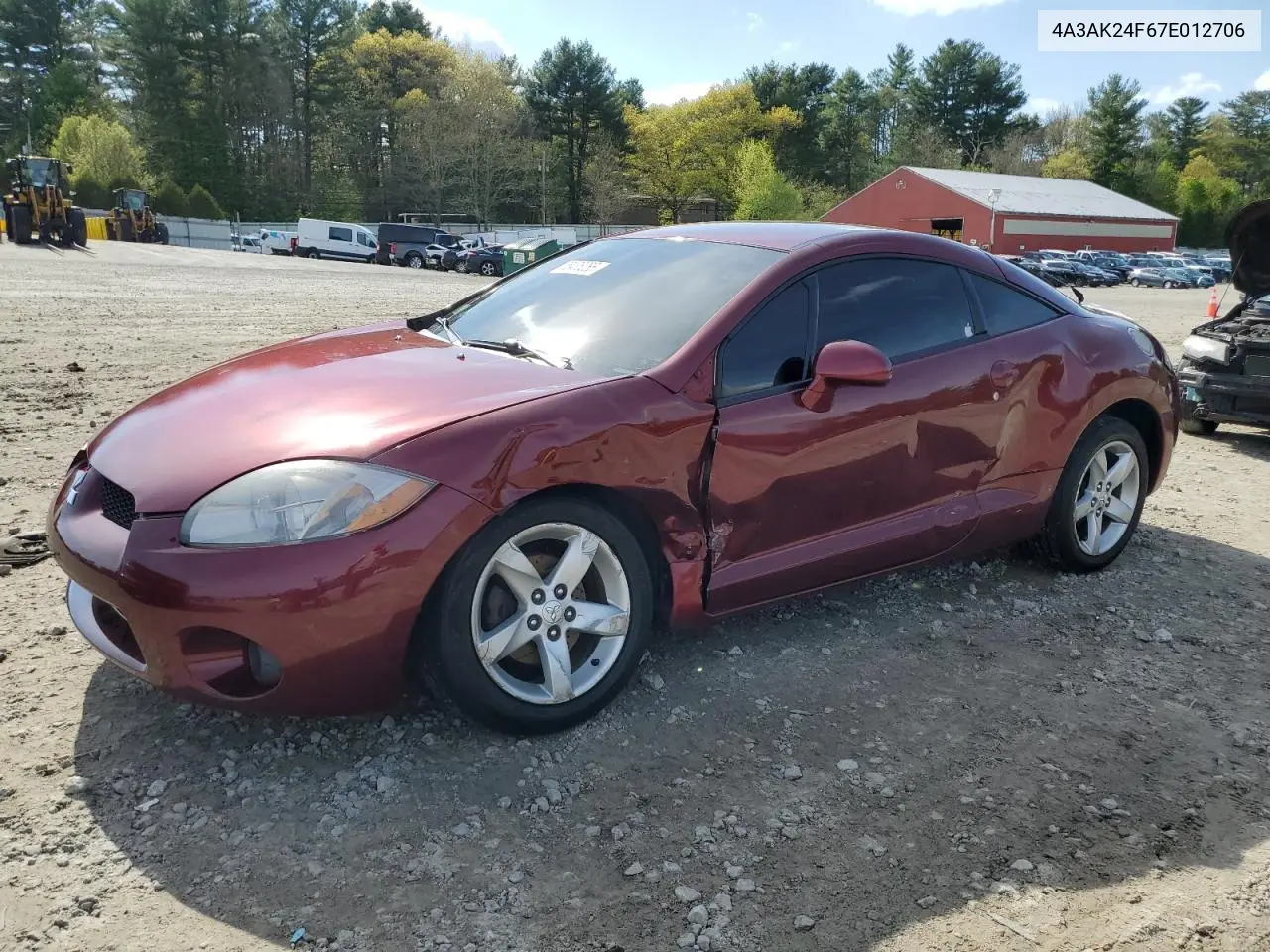 2007 Mitsubishi Eclipse Gs VIN: 4A3AK24F67E012706 Lot: 55435265