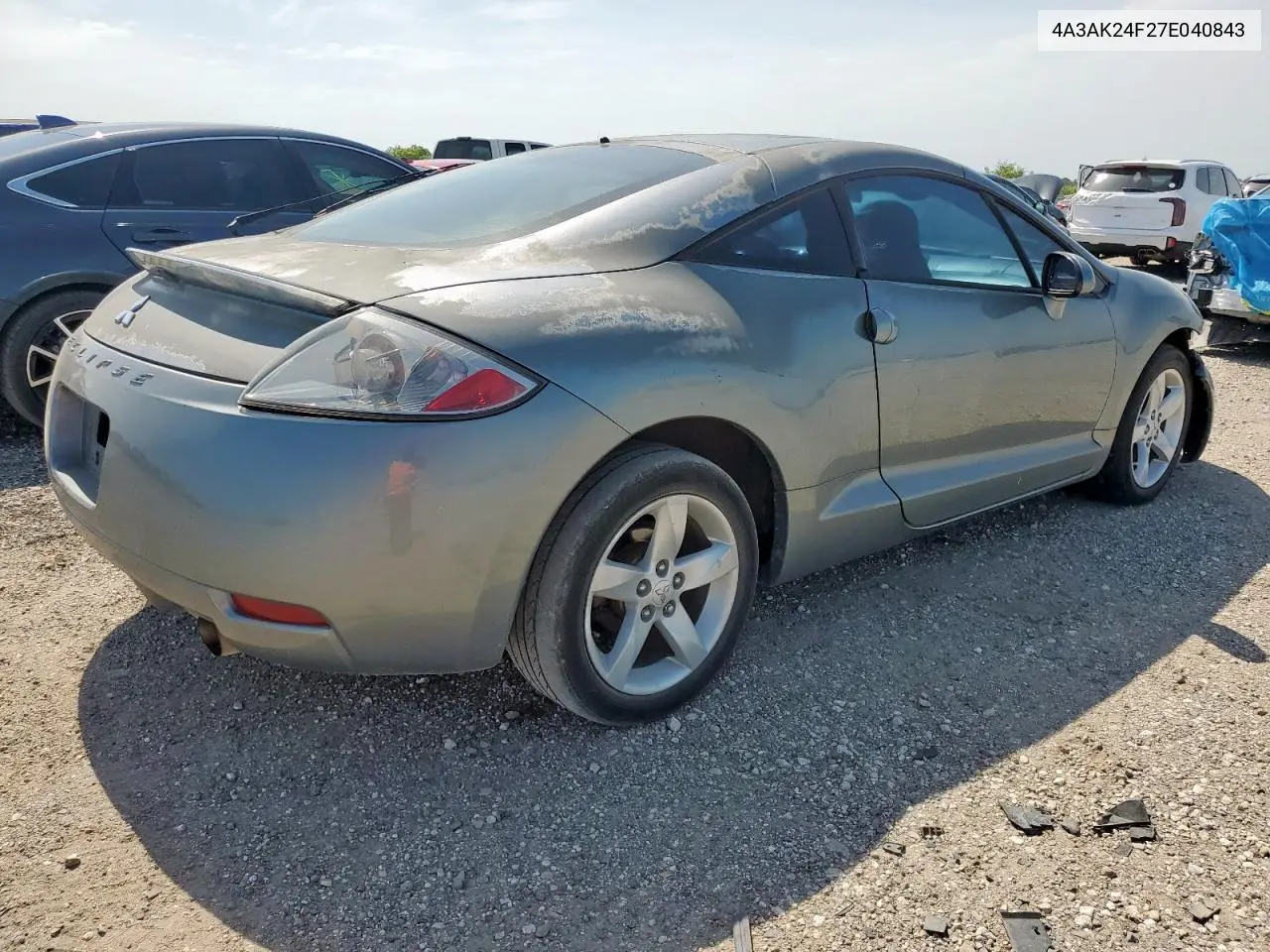 2007 Mitsubishi Eclipse Gs VIN: 4A3AK24F27E040843 Lot: 57172785