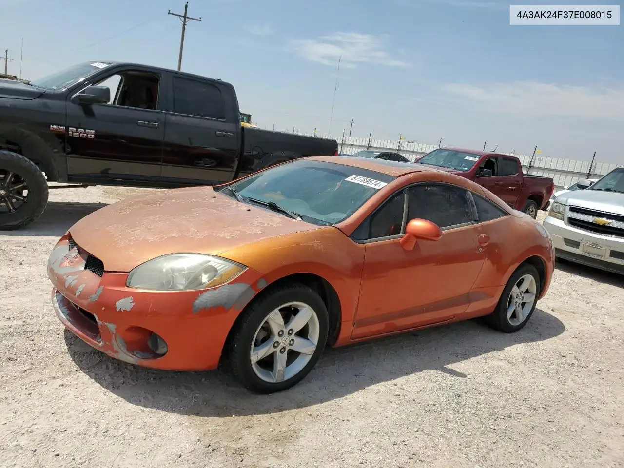 2007 Mitsubishi Eclipse Gs VIN: 4A3AK24F37E008015 Lot: 57789574