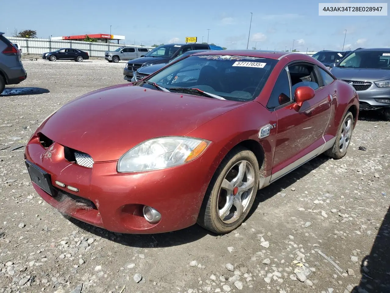 2008 Mitsubishi Eclipse Gt VIN: 4A3AK34T28E028947 Lot: 57717035