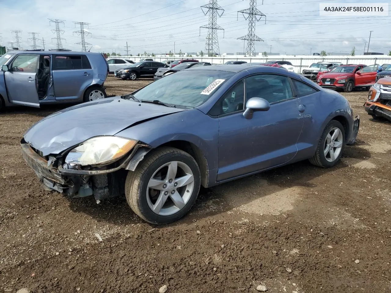 2008 Mitsubishi Eclipse Gs VIN: 4A3AK24F58E001116 Lot: 58533625