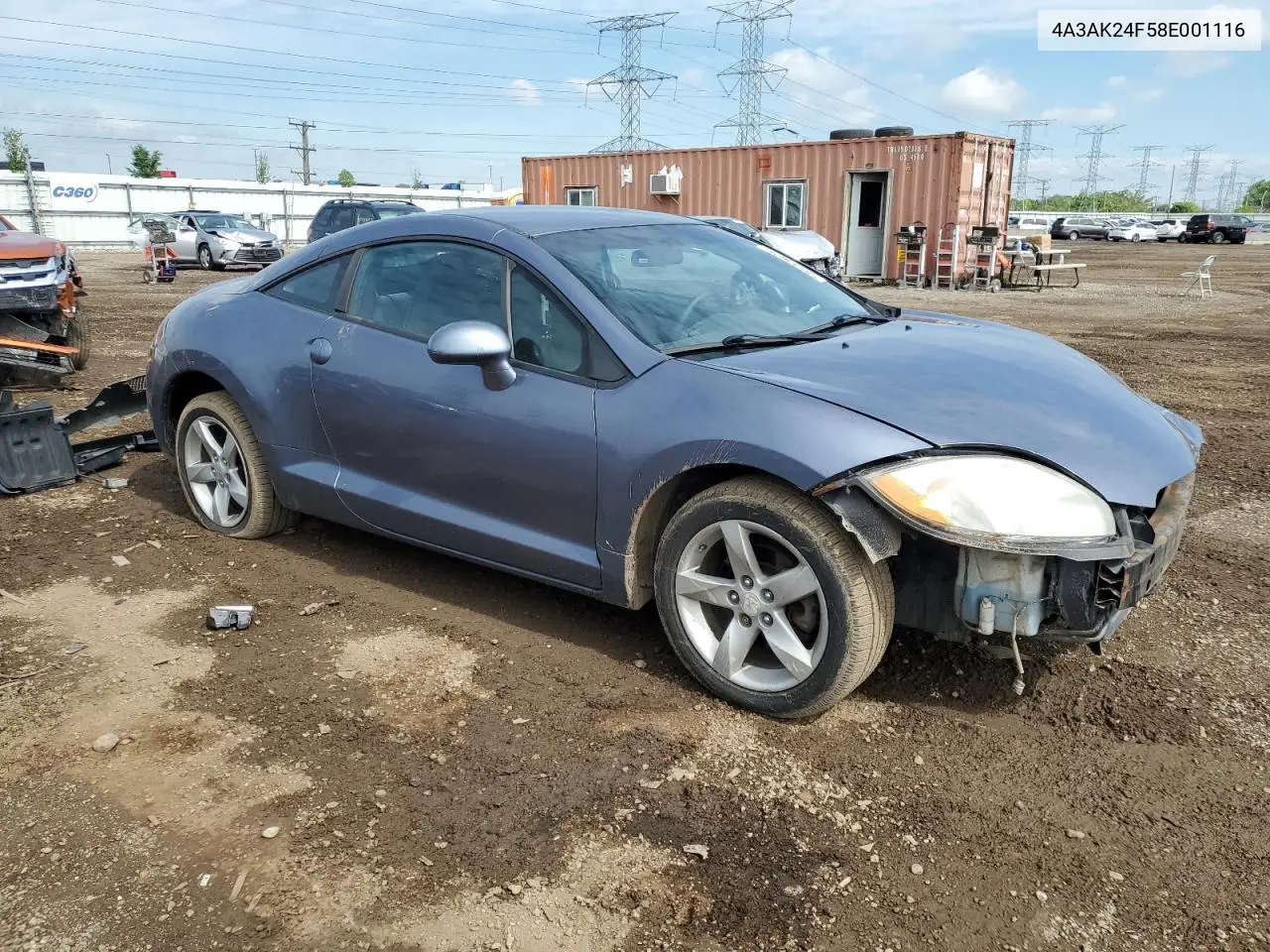 2008 Mitsubishi Eclipse Gs VIN: 4A3AK24F58E001116 Lot: 58533625