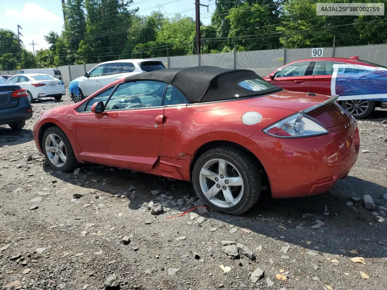 2008 Mitsubishi Eclipse Spyder Gs VIN: 4A3AL25F38E002759 Lot: 63126585
