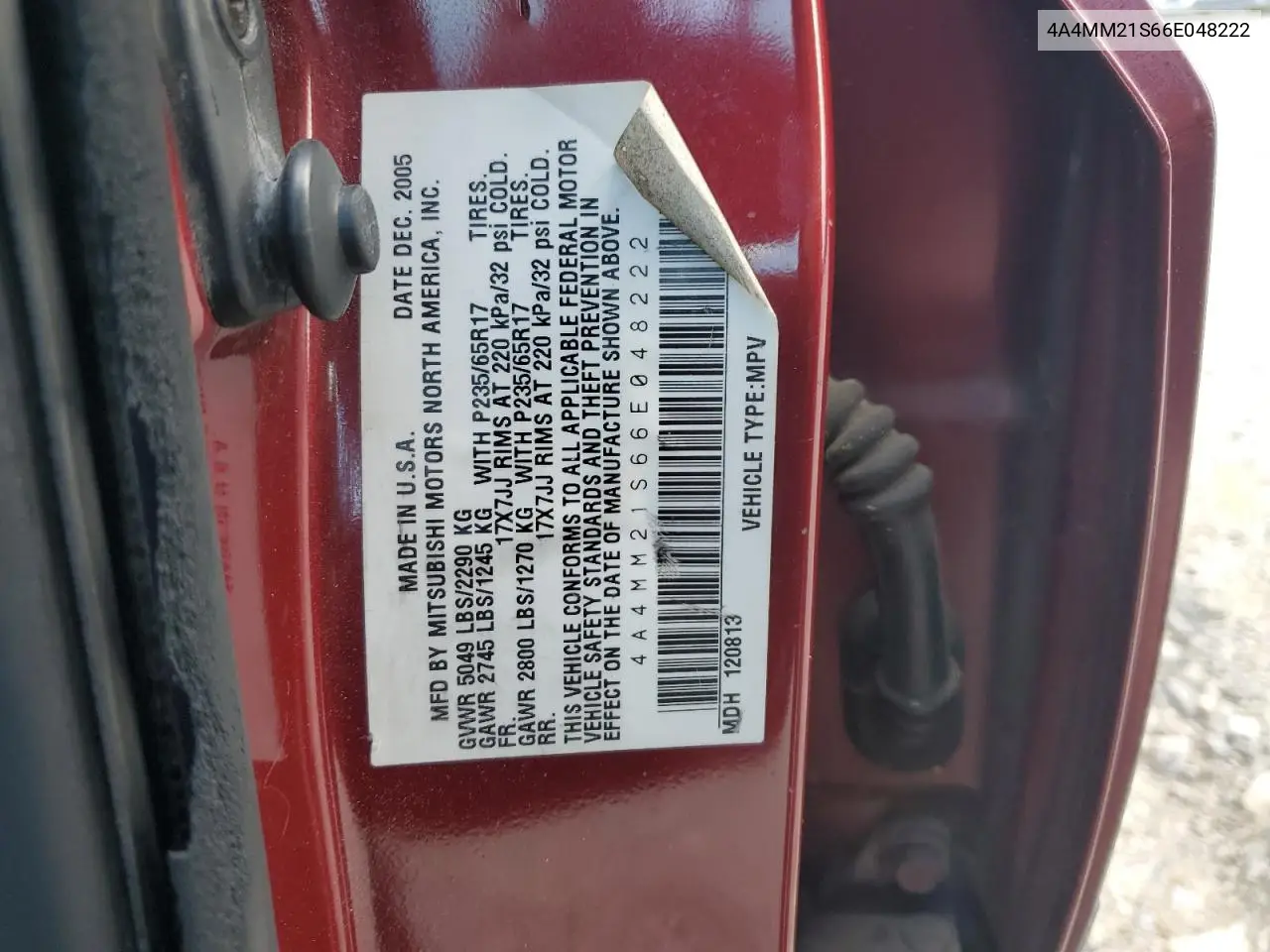 2006 Mitsubishi Endeavor Ls VIN: 4A4MM21S66E048222 Lot: 56216255