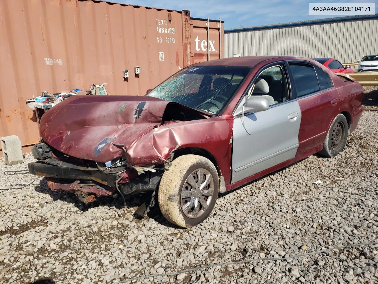 2002 Mitsubishi Galant Es VIN: 4A3AA46G82E104171 Lot: 42851665