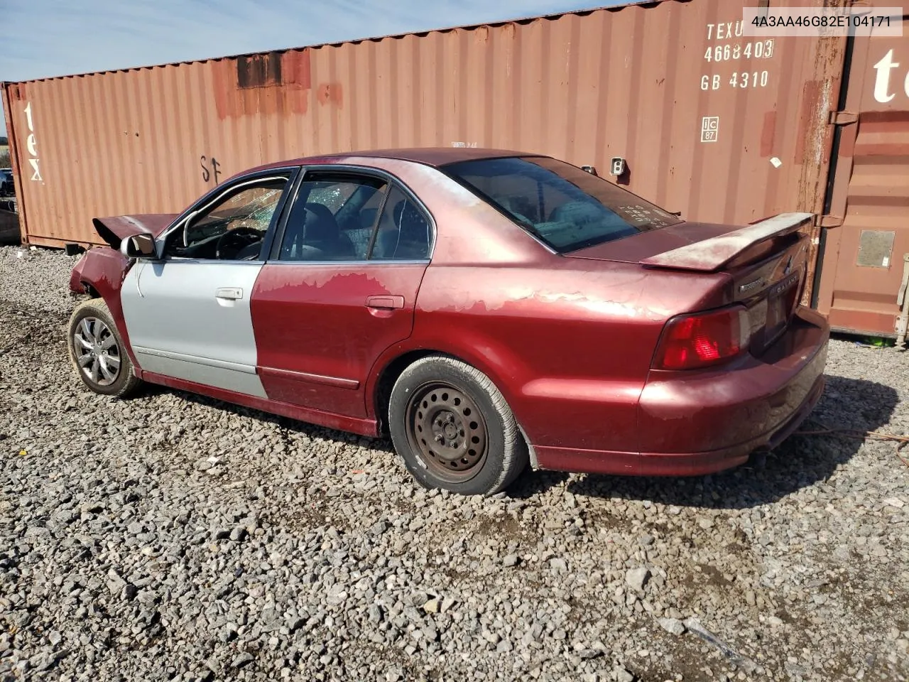 2002 Mitsubishi Galant Es VIN: 4A3AA46G82E104171 Lot: 42851665