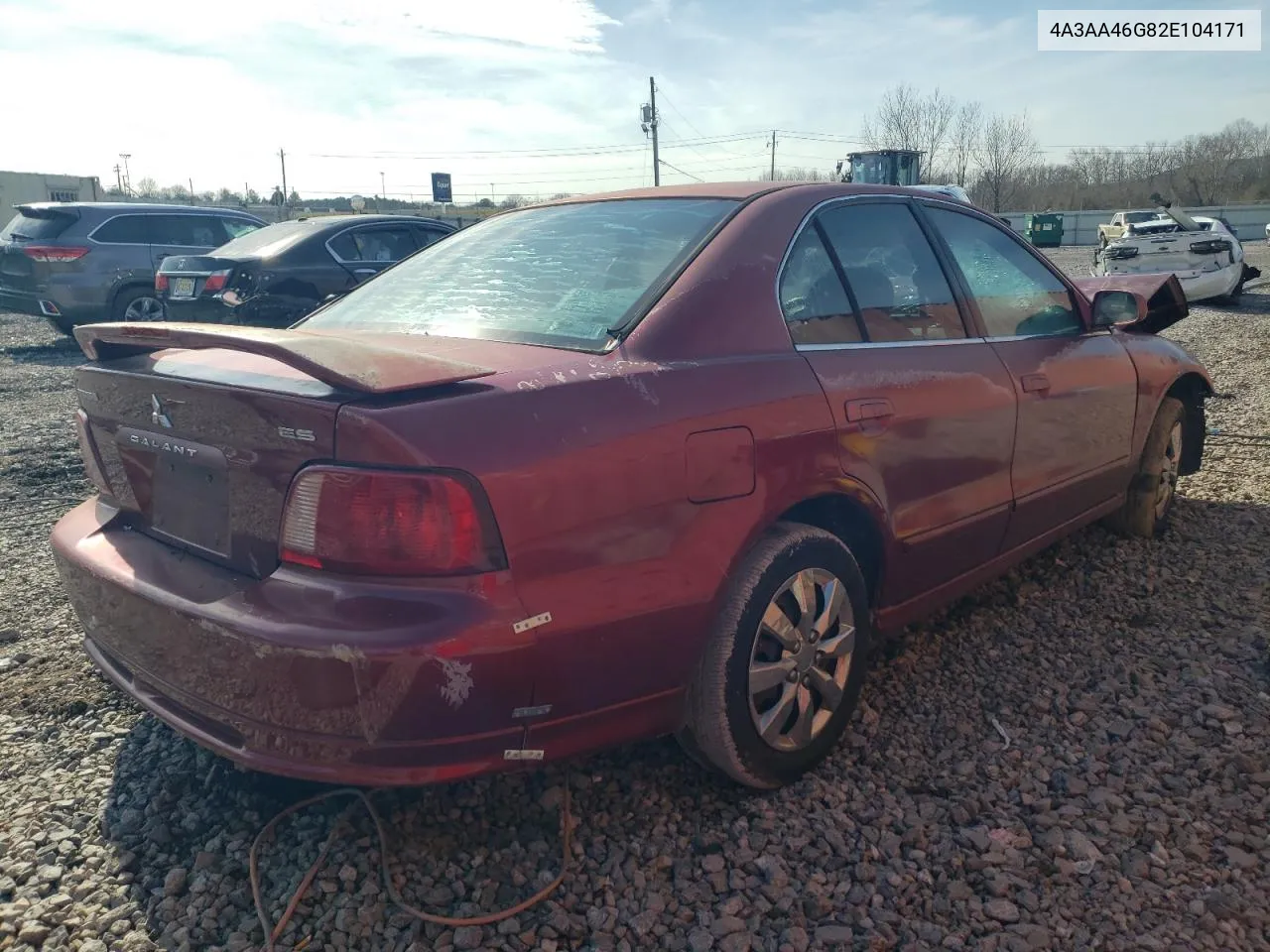 2002 Mitsubishi Galant Es VIN: 4A3AA46G82E104171 Lot: 42851665