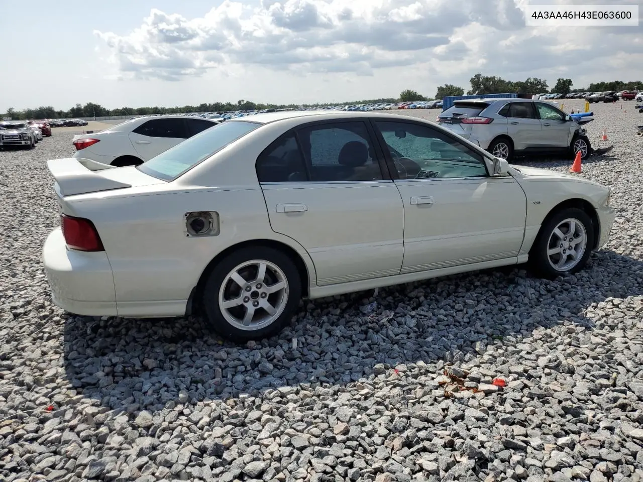 2003 Mitsubishi Galant Es VIN: 4A3AA46H43E063600 Lot: 56342245