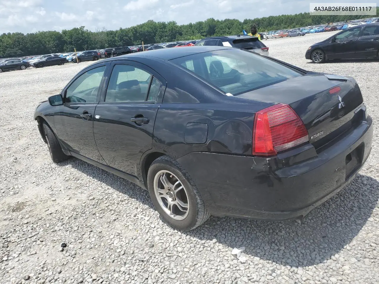 2008 Mitsubishi Galant De VIN: 4A3AB26F68E011117 Lot: 61746695