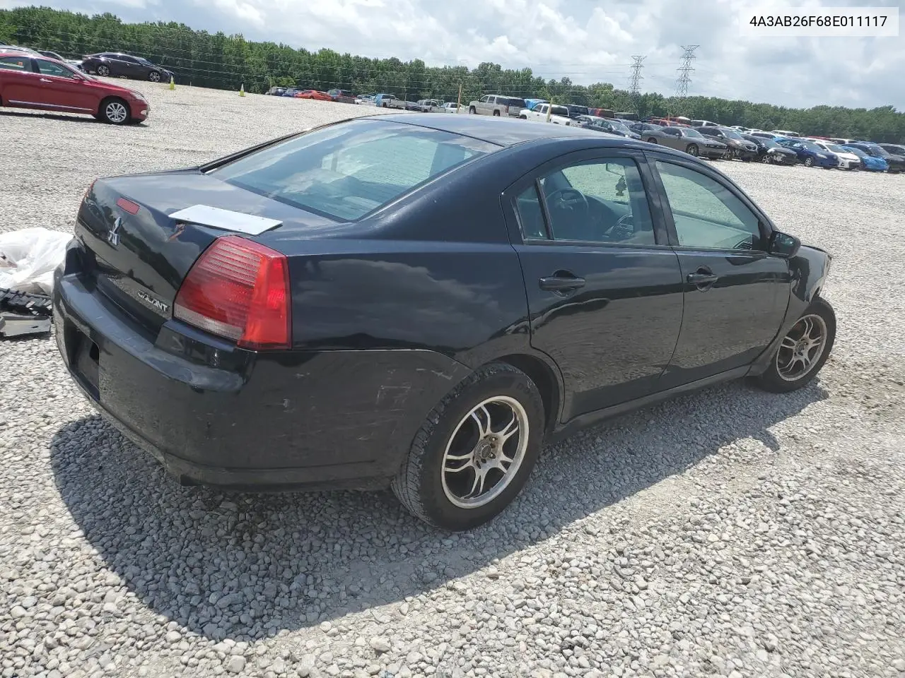 2008 Mitsubishi Galant De VIN: 4A3AB26F68E011117 Lot: 61746695