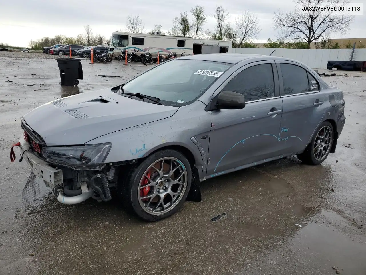 2012 Mitsubishi Lancer Evolution Mr VIN: JA32W5FV5CU013118 Lot: 51825555