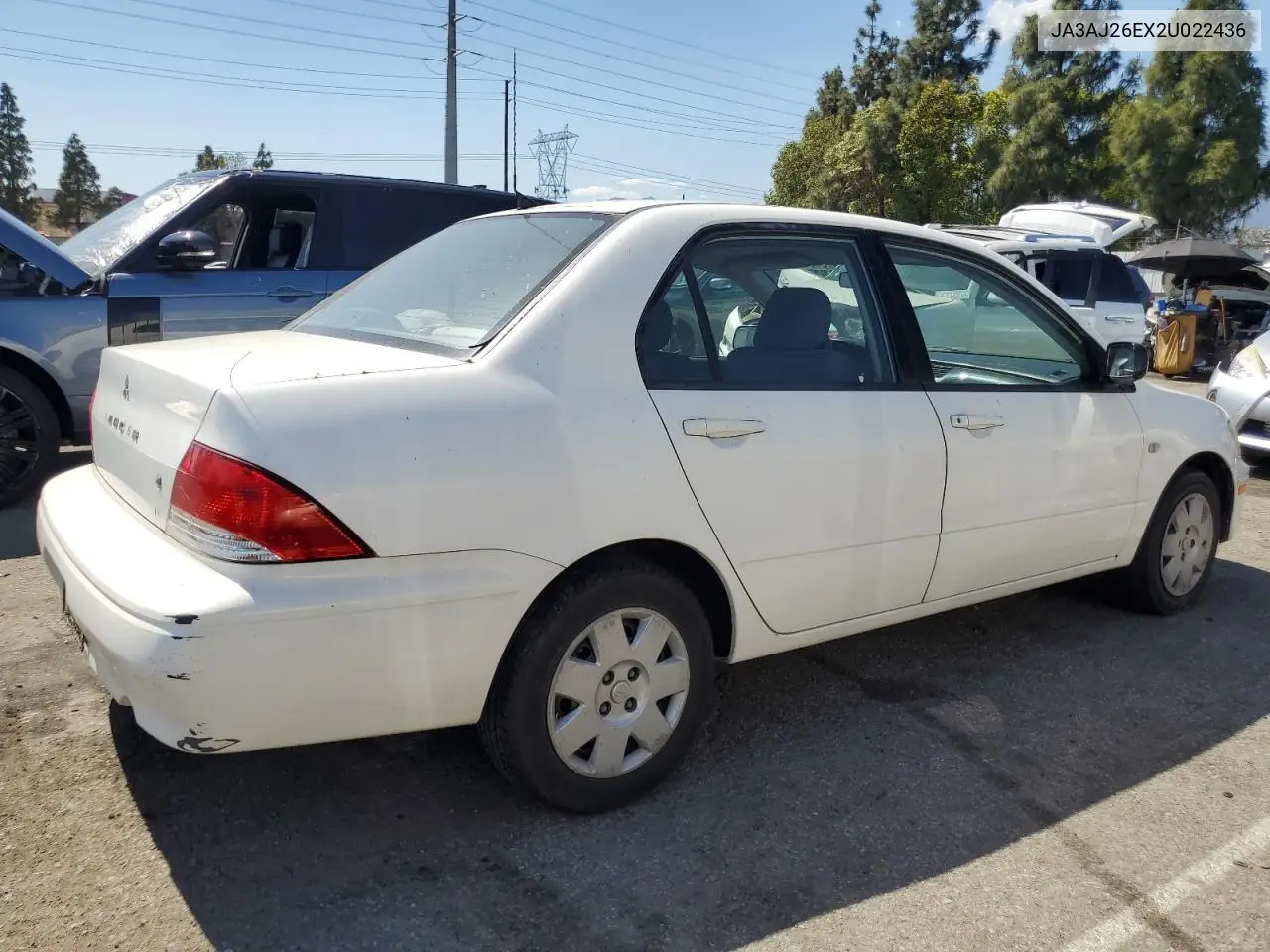 2002 Mitsubishi Lancer Es VIN: JA3AJ26EX2U022436 Lot: 55867385