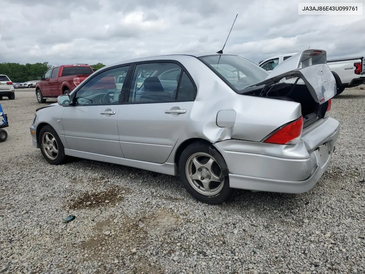 2003 Mitsubishi Lancer Oz Rally VIN: JA3AJ86E43U099761 Lot: 54849115