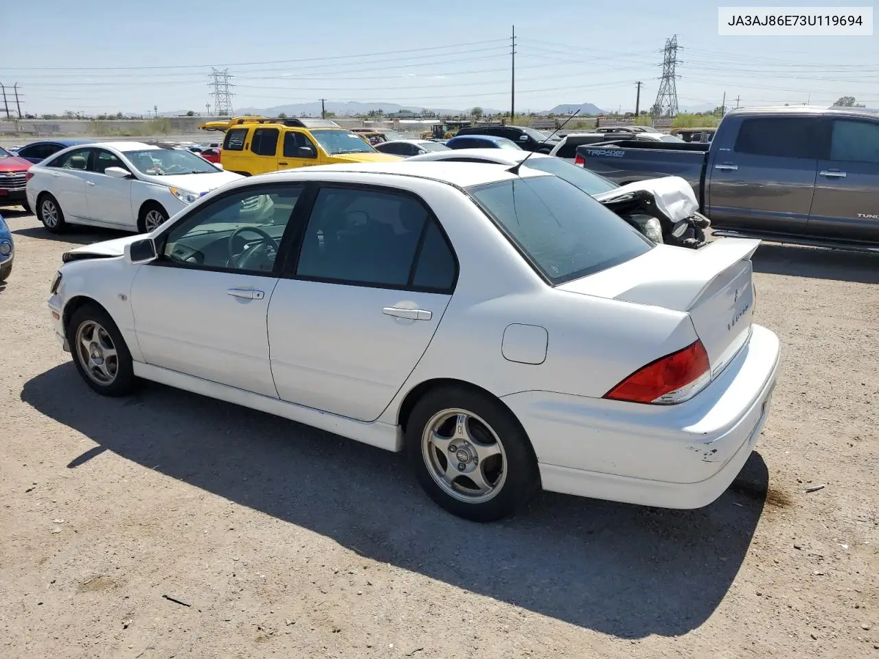 2003 Mitsubishi Lancer Oz Rally VIN: JA3AJ86E73U119694 Lot: 59612005