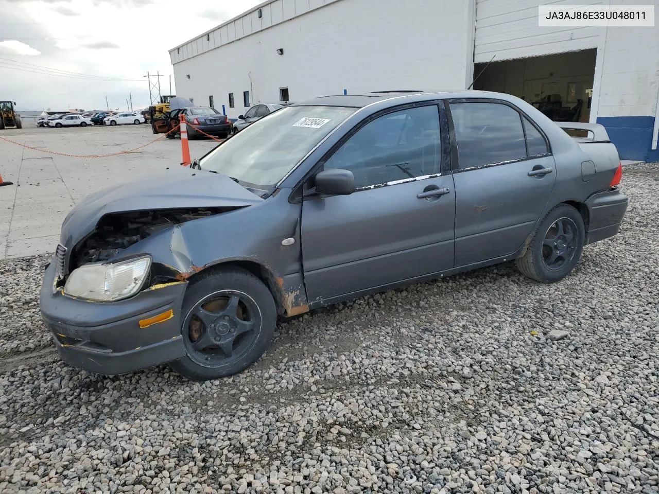 2003 Mitsubishi Lancer Oz Rally VIN: JA3AJ86E33U048011 Lot: 76129544