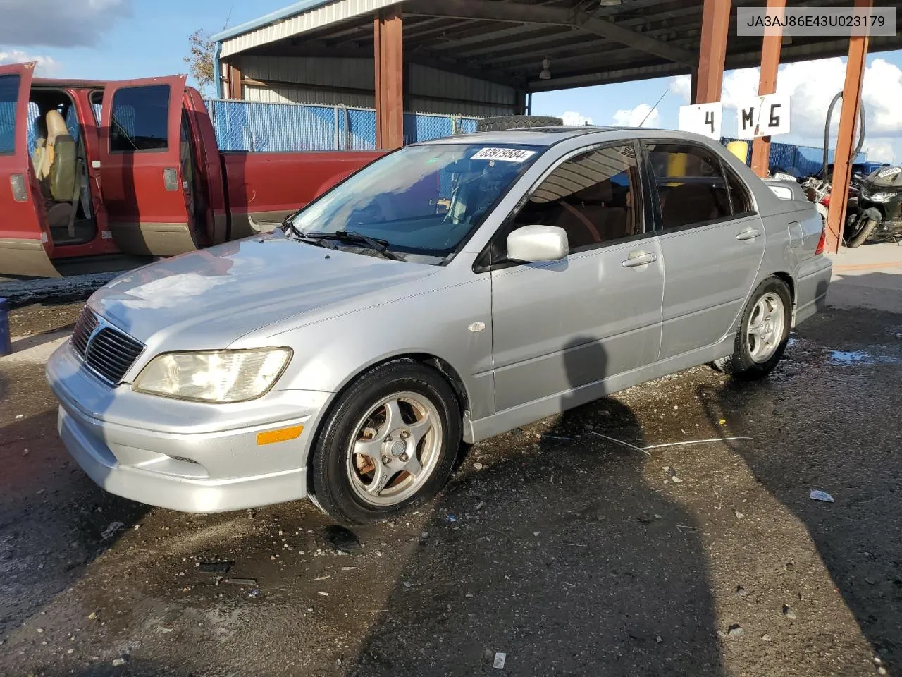 2003 Mitsubishi Lancer Oz Rally VIN: JA3AJ86E43U023179 Lot: 83979584