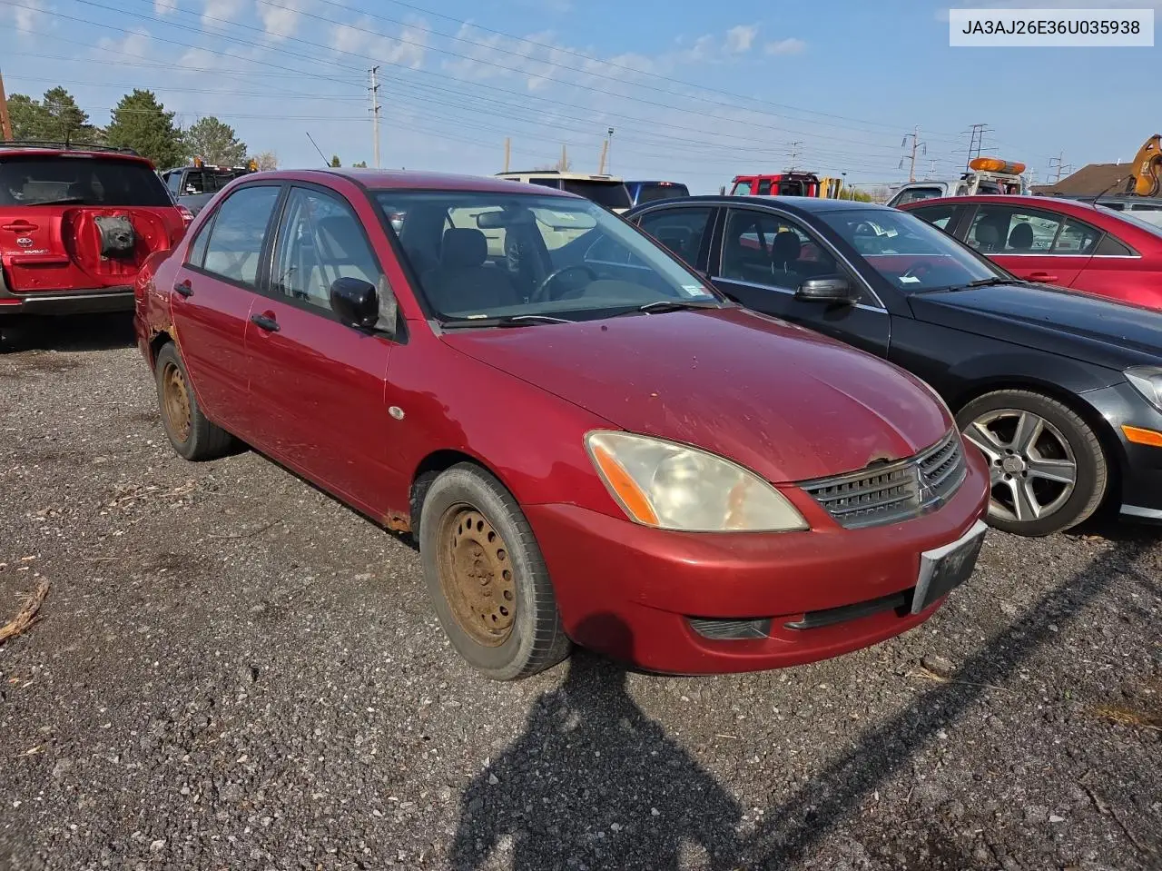 2006 Mitsubishi Lancer Es VIN: JA3AJ26E36U035938 Lot: 54607355