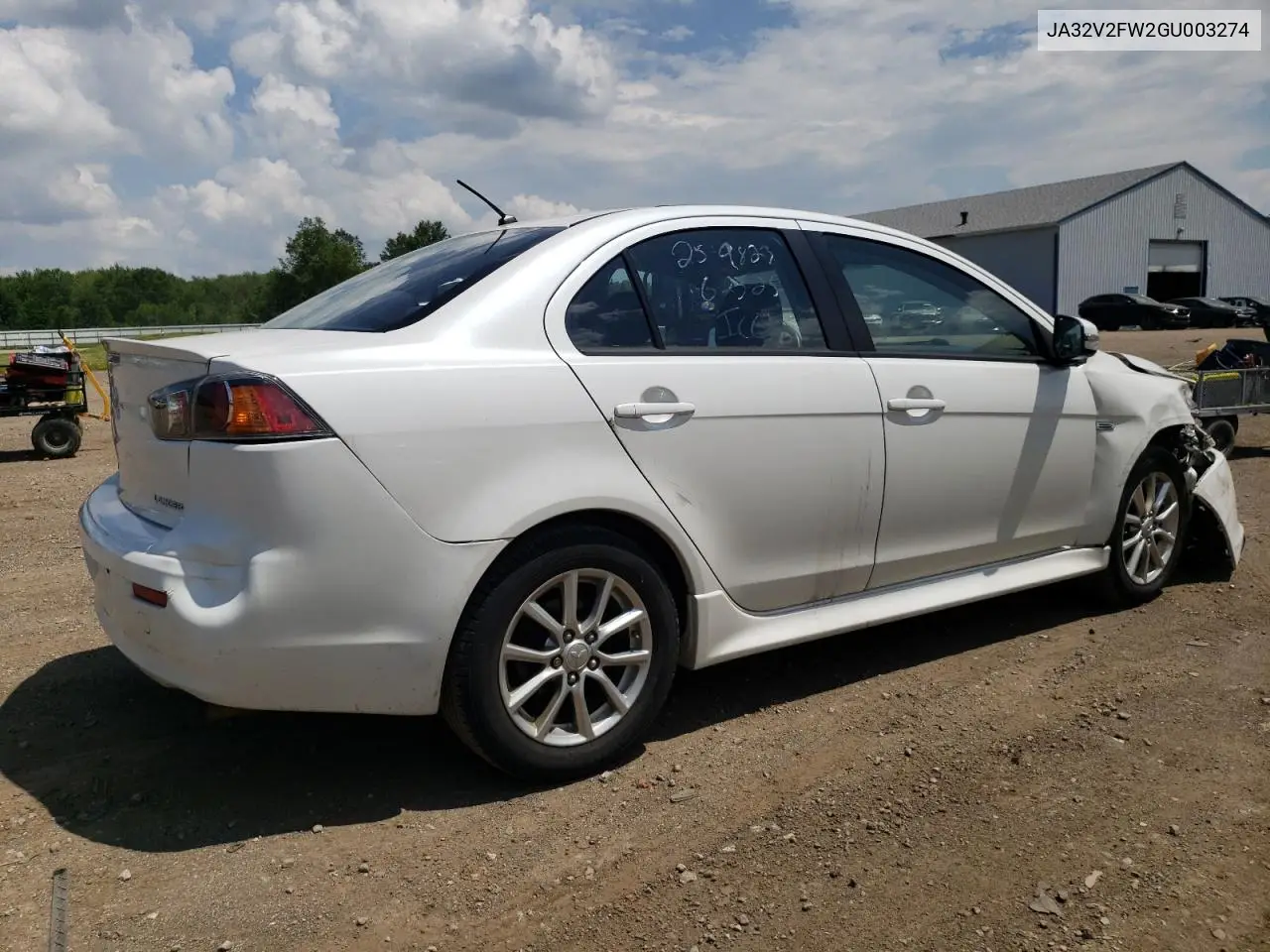 2016 Mitsubishi Lancer Es VIN: JA32V2FW2GU003274 Lot: 62503975