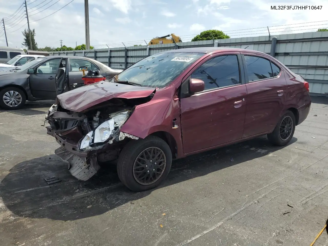 2017 Mitsubishi Mirage G4 Es VIN: ML32F3FJ7HHF10647 Lot: 56459695