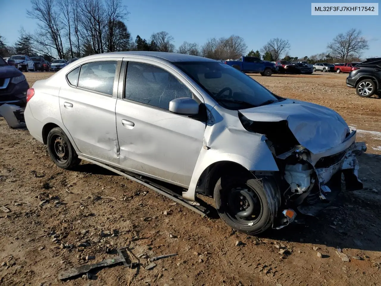 2019 Mitsubishi Mirage G4 Es VIN: ML32F3FJ7KHF17542 Lot: 46159035