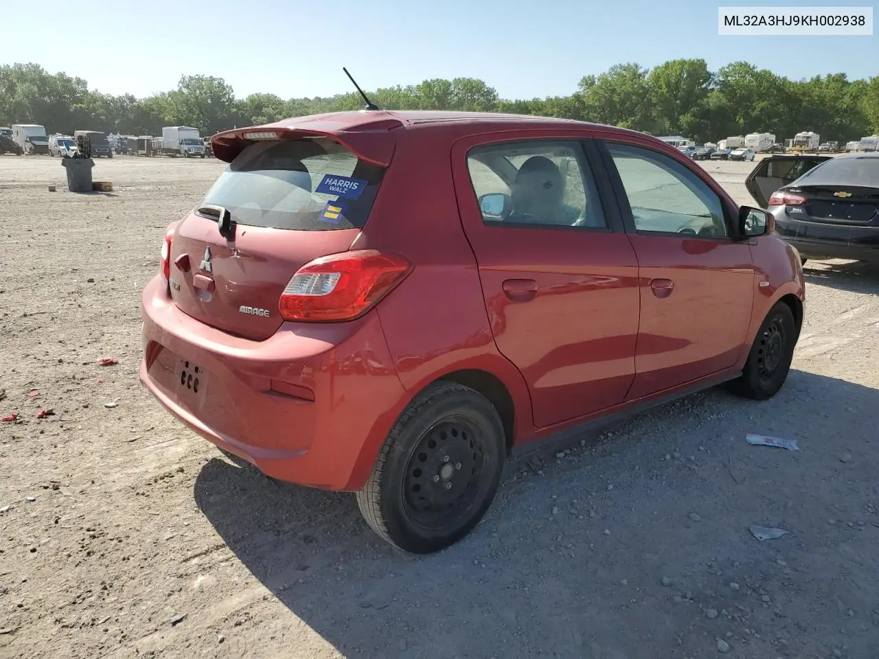 2019 Mitsubishi Mirage Es VIN: ML32A3HJ9KH002938 Lot: 56555945