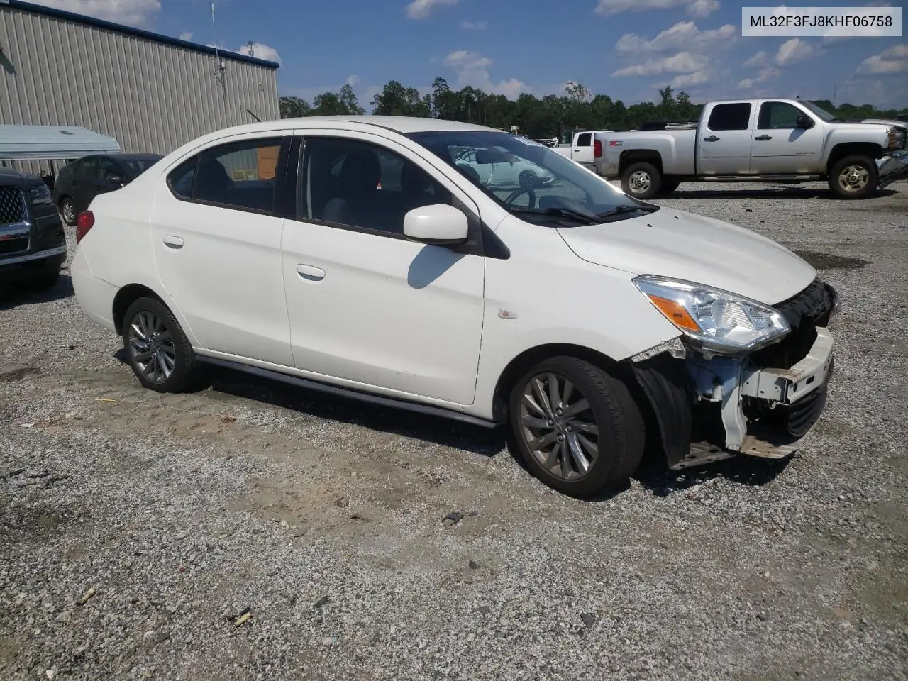 2019 Mitsubishi Mirage G4 Es VIN: ML32F3FJ8KHF06758 Lot: 62404005