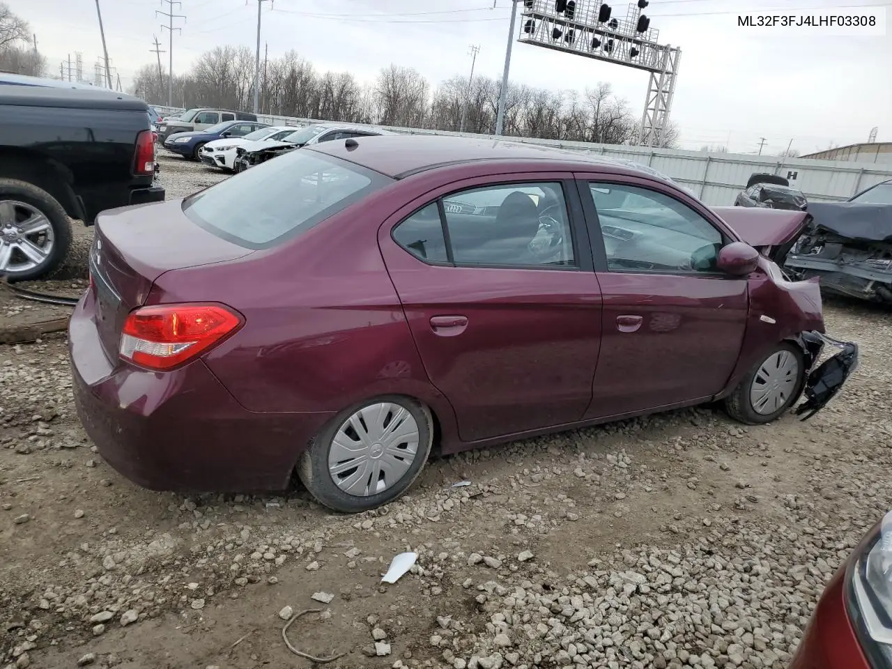 2020 Mitsubishi Mirage G4 Es VIN: ML32F3FJ4LHF03308 Lot: 46007585