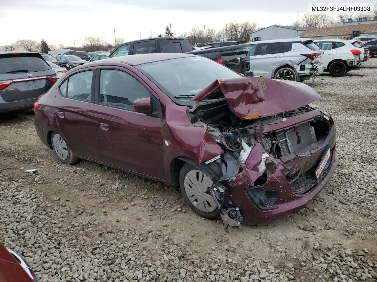 2020 Mitsubishi Mirage G4 Es VIN: ML32F3FJ4LHF03308 Lot: 46007585