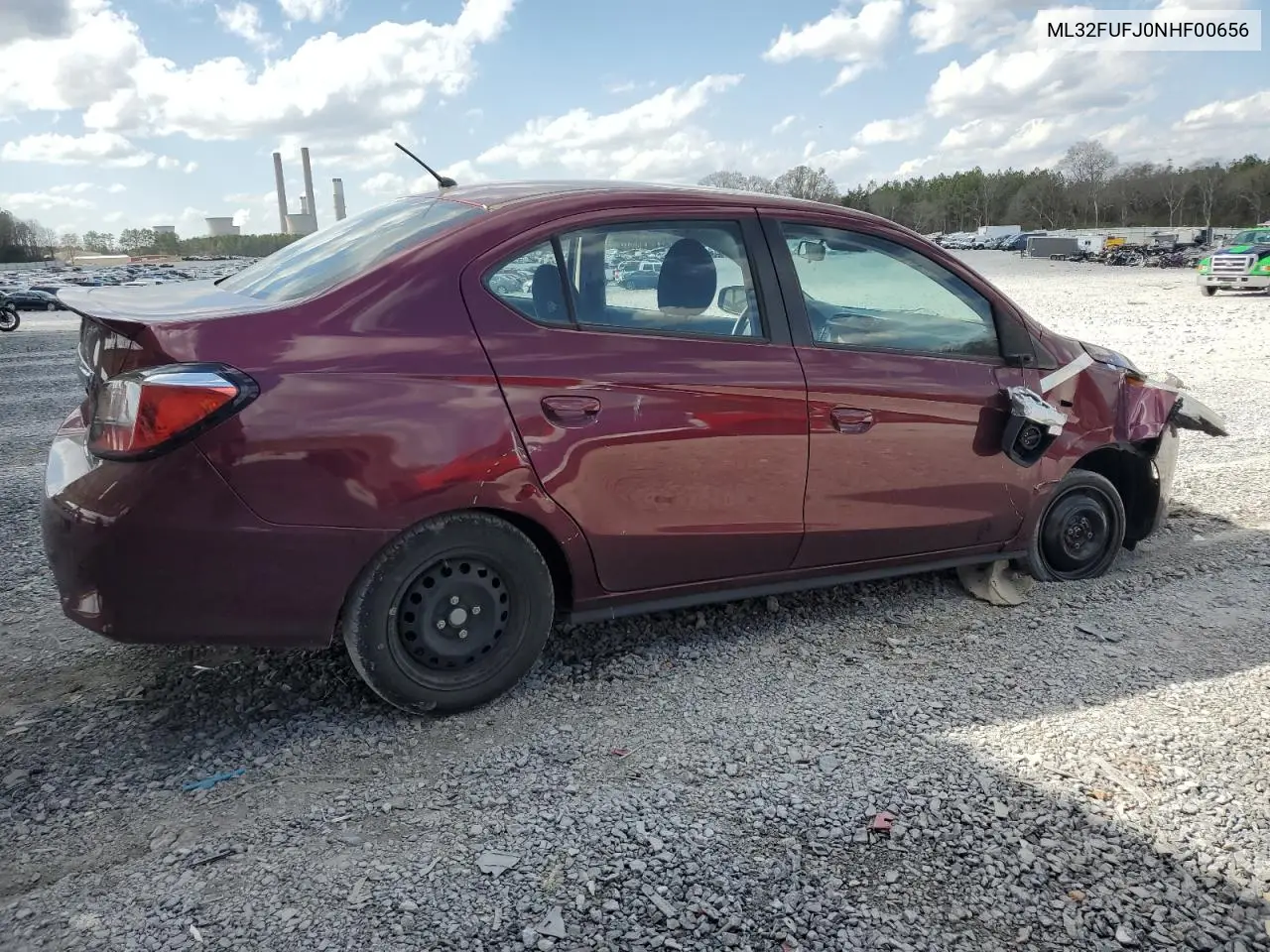 2022 Mitsubishi Mirage G4 Es VIN: ML32FUFJ0NHF00656 Lot: 48864845