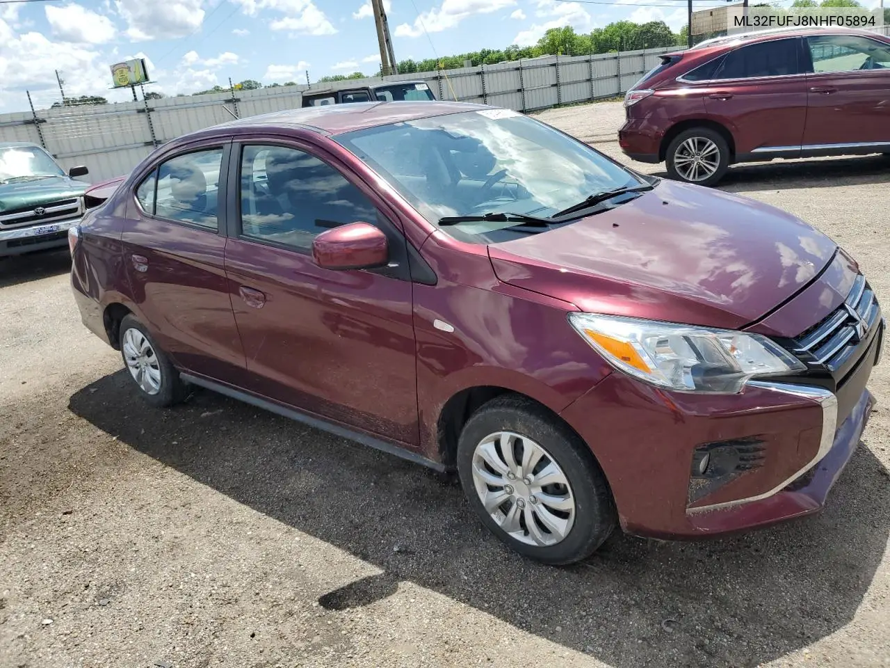 2022 Mitsubishi Mirage G4 Es VIN: ML32FUFJ8NHF05894 Lot: 56498015