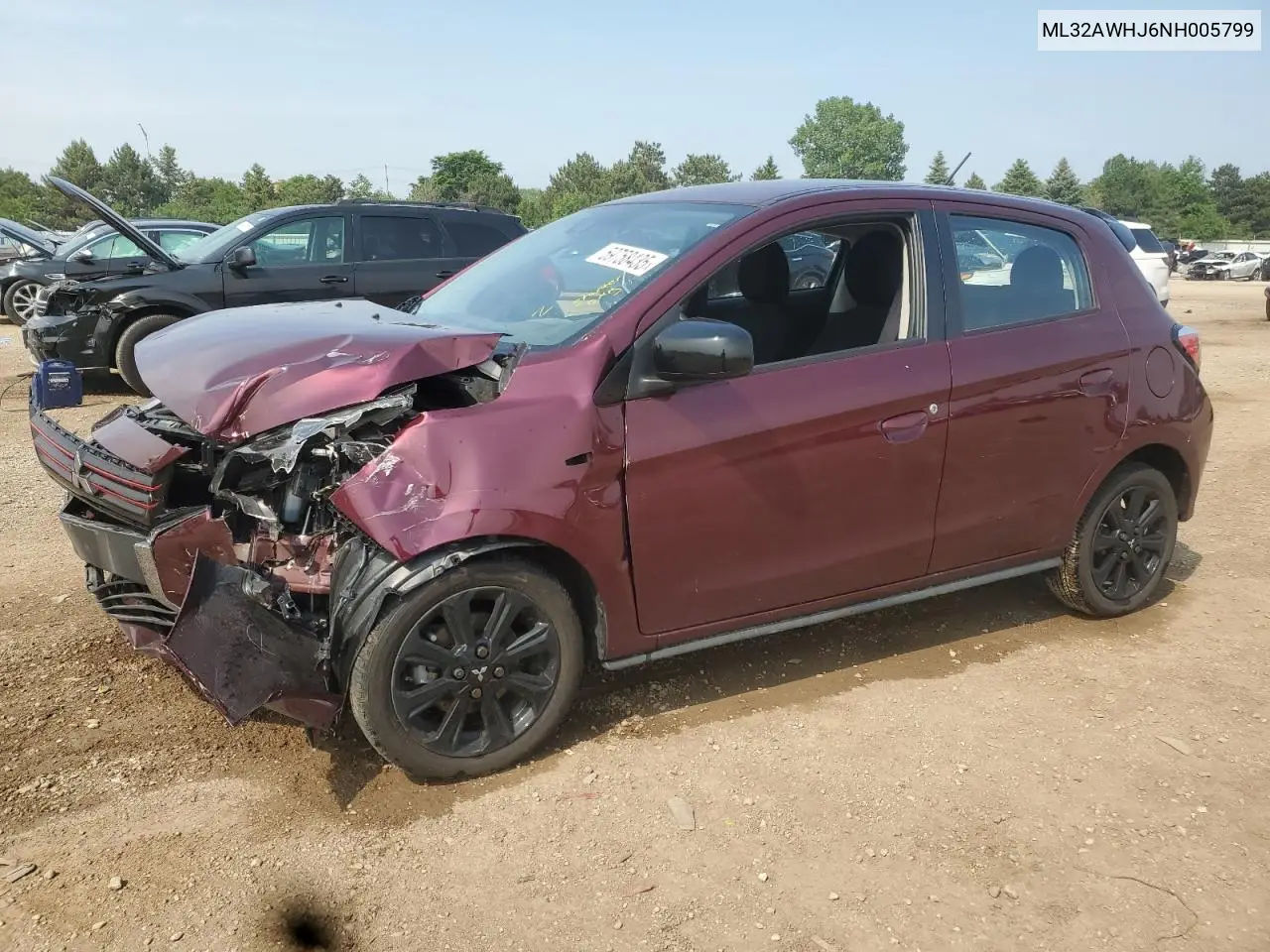 2022 Mitsubishi Mirage Se VIN: ML32AWHJ6NH005799 Lot: 59758435