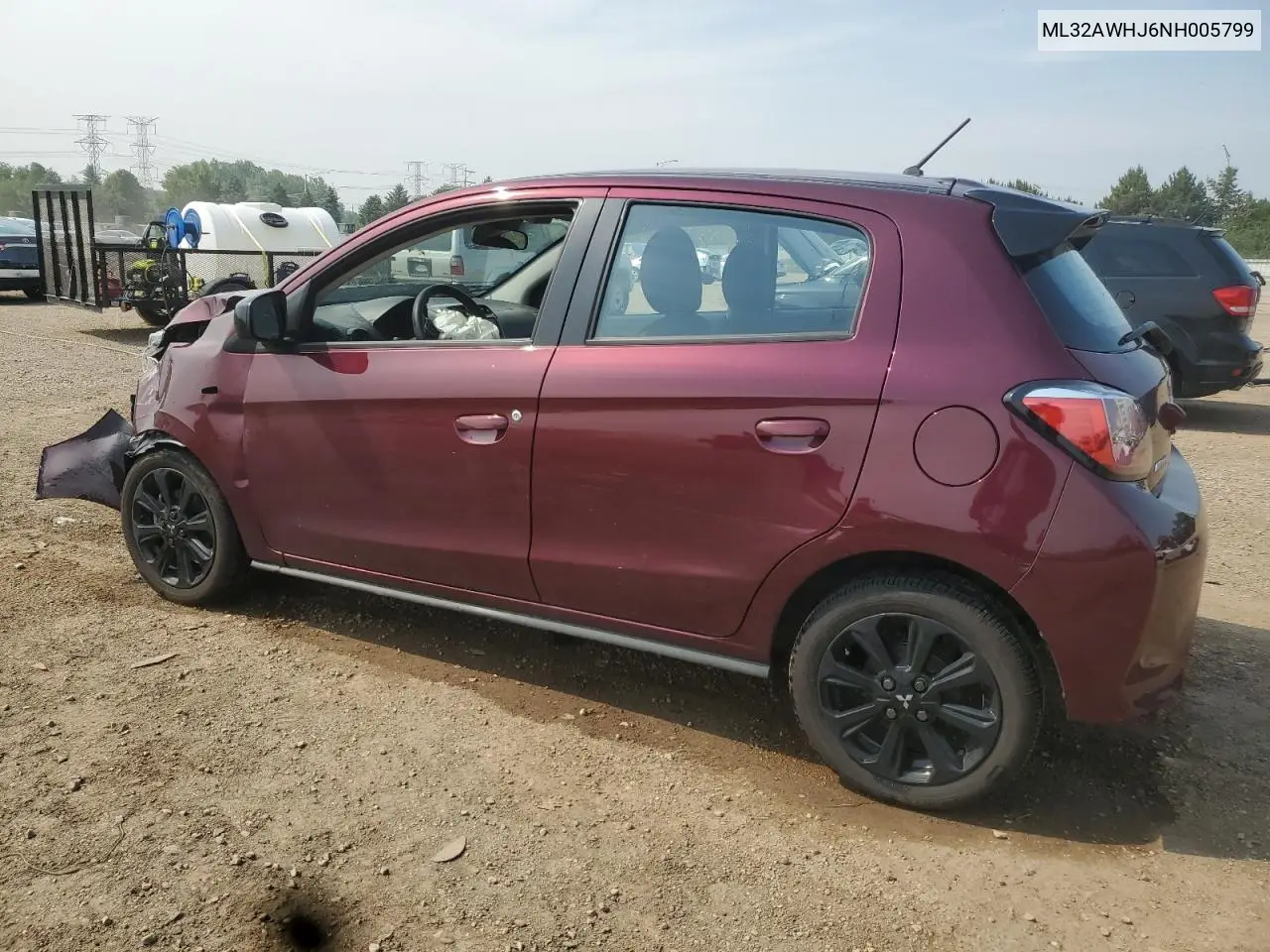 2022 Mitsubishi Mirage Se VIN: ML32AWHJ6NH005799 Lot: 59758435
