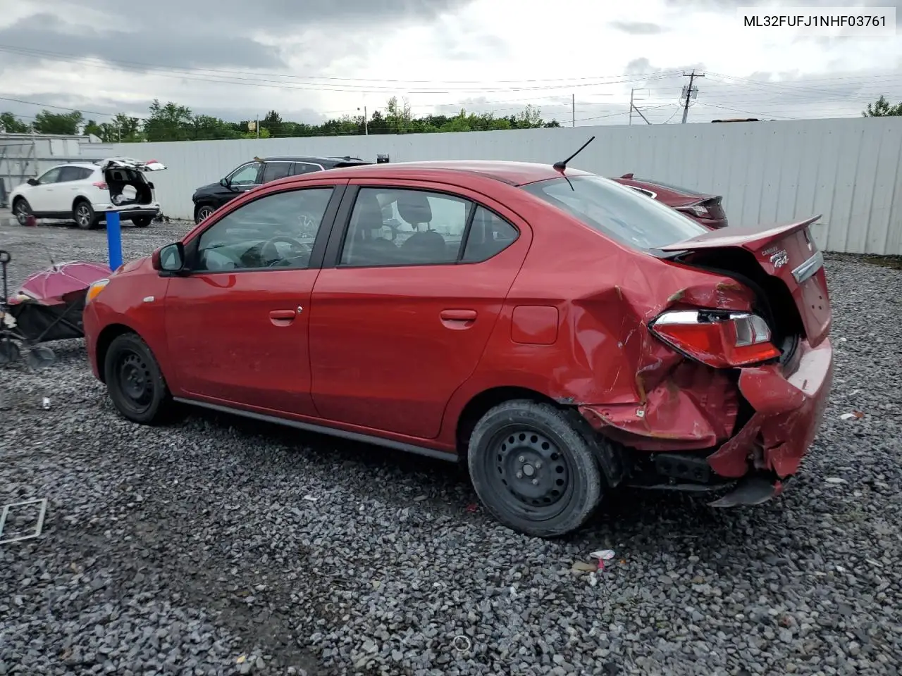 2022 Mitsubishi Mirage G4 Es VIN: ML32FUFJ1NHF03761 Lot: 60067485