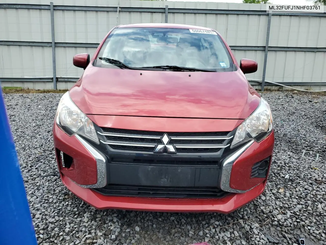 2022 Mitsubishi Mirage G4 Es VIN: ML32FUFJ1NHF03761 Lot: 60067485