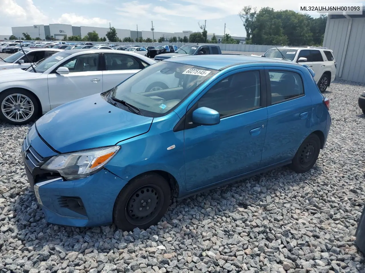 2022 Mitsubishi Mirage Es VIN: ML32AUHJ6NH001093 Lot: 60275145