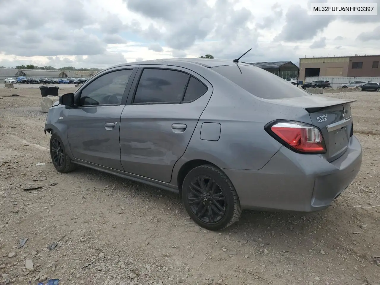 2022 Mitsubishi Mirage G4 Es VIN: ML32FUFJ6NHF03397 Lot: 60732975