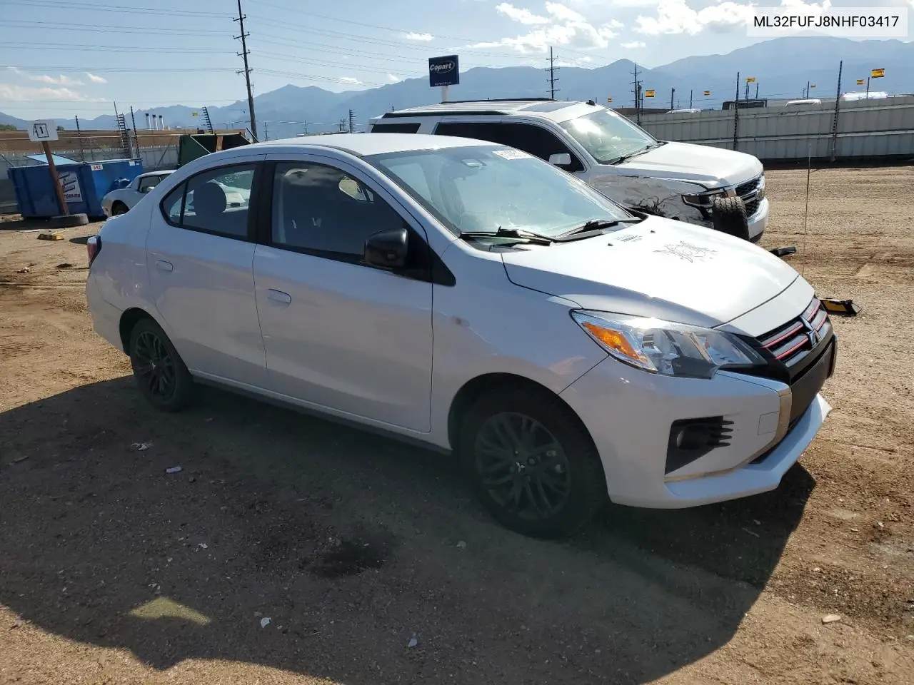 2022 Mitsubishi Mirage G4 Es VIN: ML32FUFJ8NHF03417 Lot: 61408515