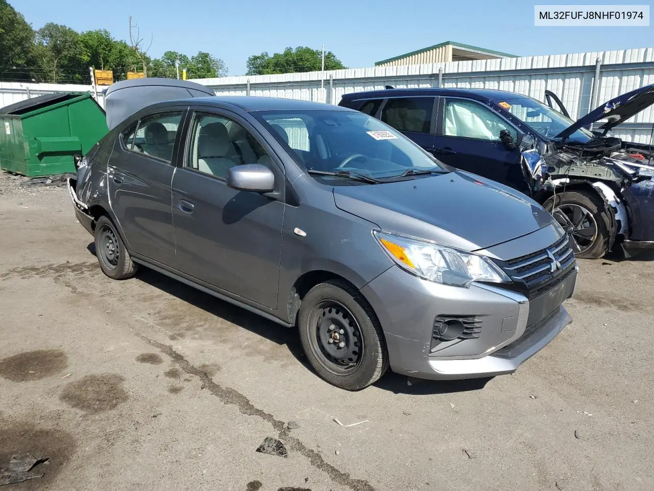 2022 Mitsubishi Mirage G4 Es VIN: ML32FUFJ8NHF01974 Lot: 61609255