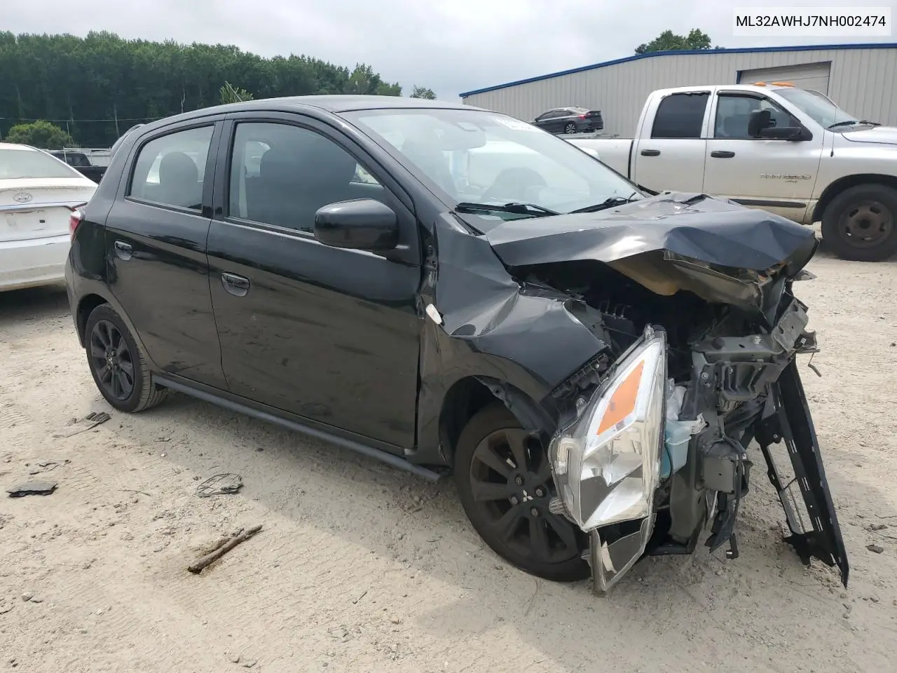2022 Mitsubishi Mirage Se VIN: ML32AWHJ7NH002474 Lot: 62703545