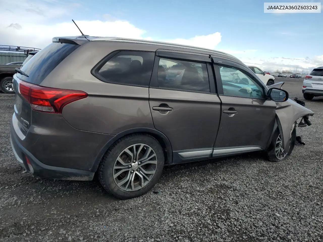 2016 Mitsubishi Outlander Es VIN: JA4AZ2A36GZ603243 Lot: 52827235