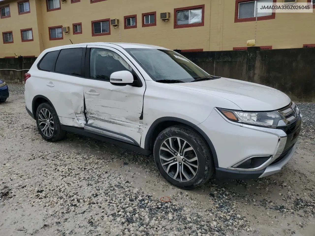 2016 Mitsubishi Outlander Se VIN: JA4AD3A33GZ026045 Lot: 56767855