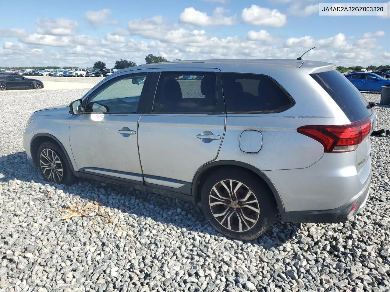 2016 Mitsubishi Outlander Es VIN: JA4AD2A32GZ003320 Lot: 56783815