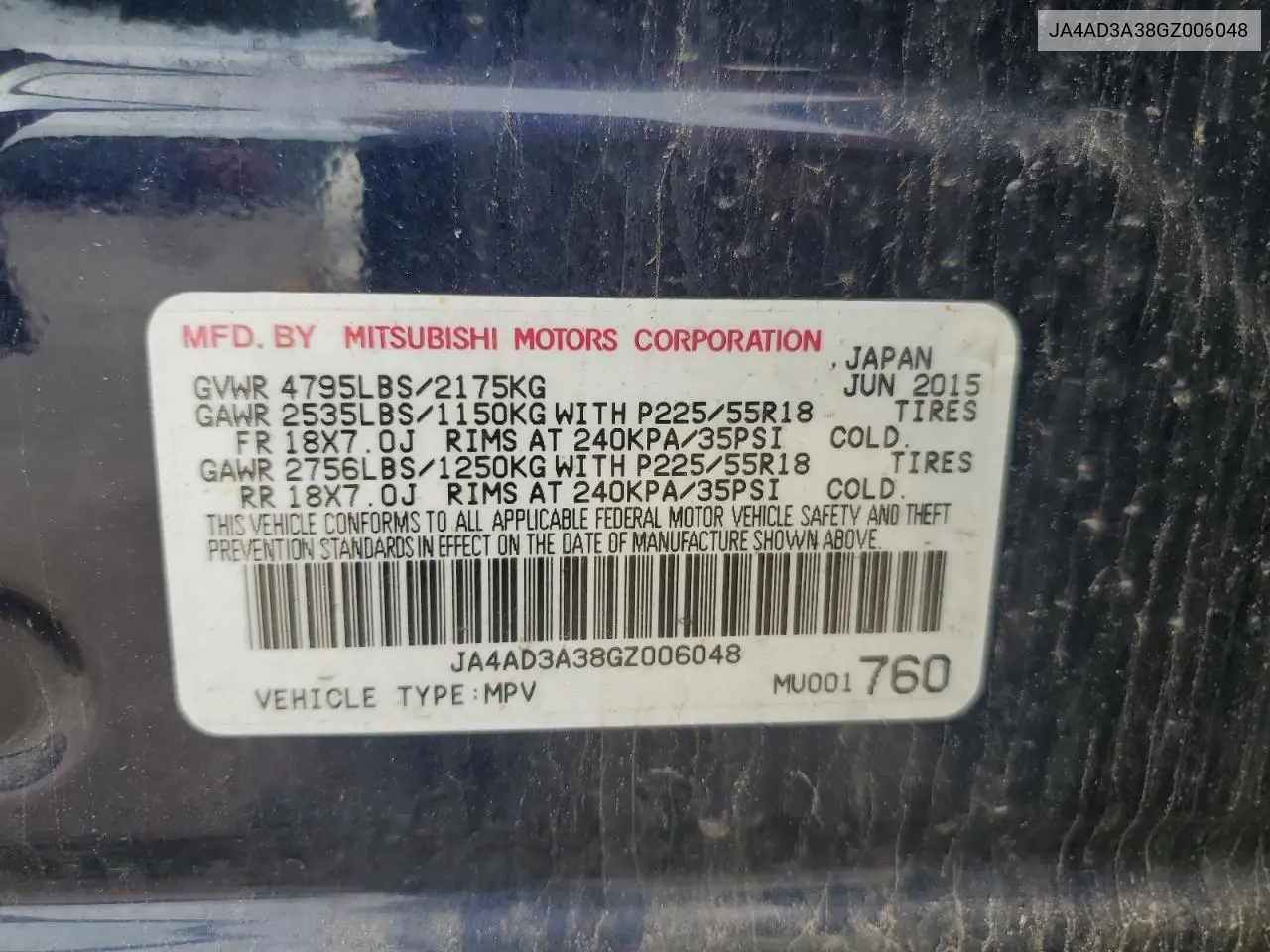 2016 Mitsubishi Outlander Se VIN: JA4AD3A38GZ006048 Lot: 62851885